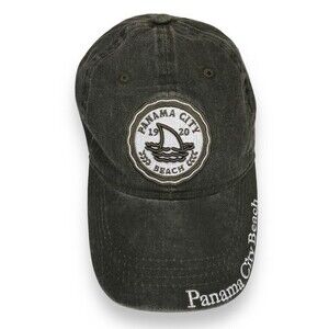 Lucky 7 USA Panama City Beach 6 Panel Olive Adjustable Hook Loop Hat Ball Cap